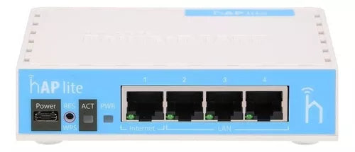 Router Mikrotik RB941-2nD, RouterBoard hAP Lite Azul Y Blanco, 32MB RAM 4 Eth Wi-Fi 150mts
