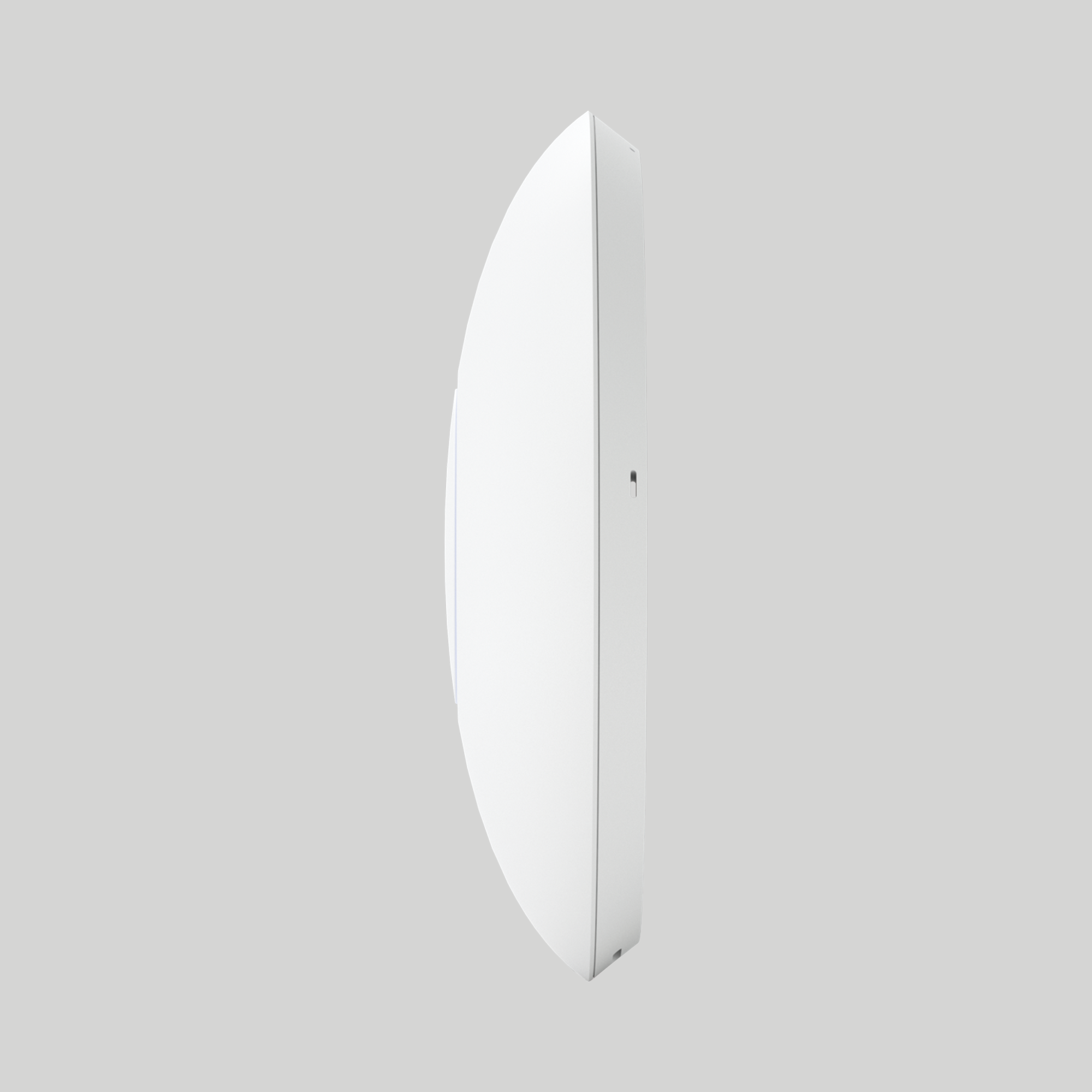 Perfil lateral del access point Ubiquiti U7 Pro blanco, diseño delgado para montaje discreto en oficina