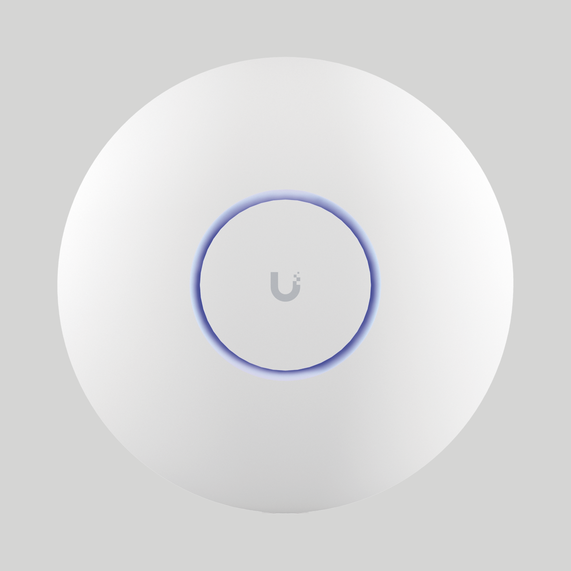 Access Point Ubiquiti U7 Pro blanco con aro LED azul, diseño circular para techo en redes WiFi 7