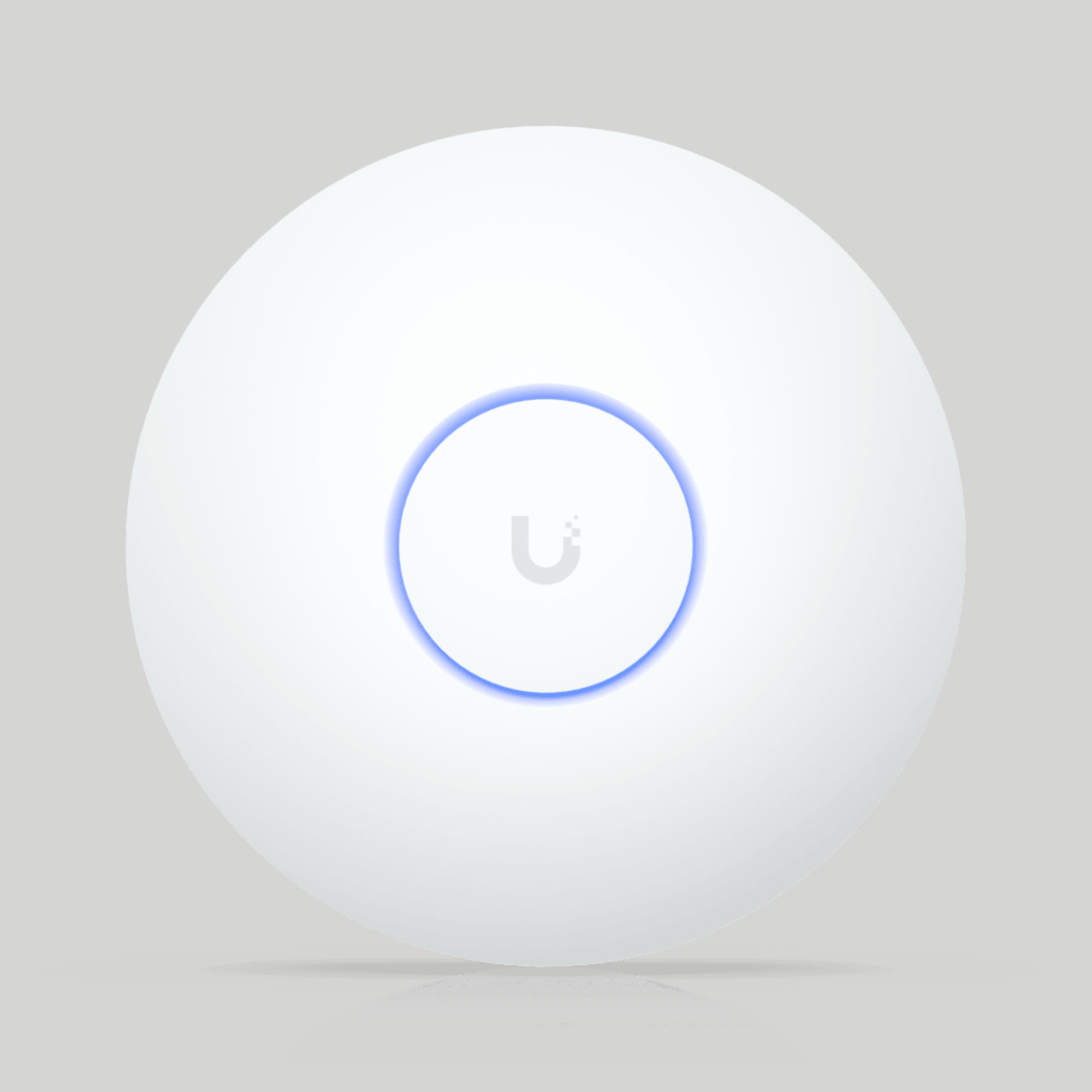 U7 Long Range Ubiquiti blanco con aro LED azul, access point WiFi 7 de largo alcance para oficinas