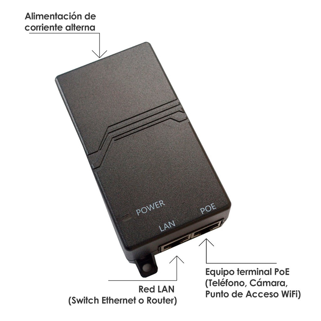 Inyector PoE Grandstream G0720-480-050, GigaPoE, 8VDC 0.5A (24W)