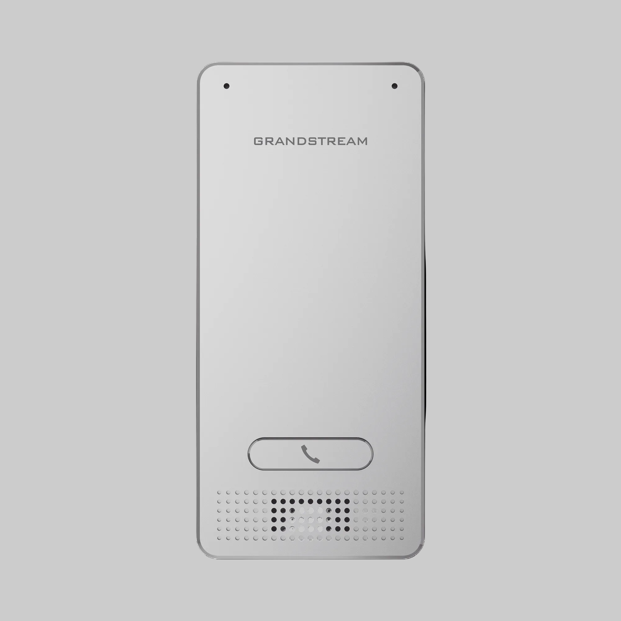 Portero SIP Grandstream GDS3702 blanco con botón único y rejilla de audio para control de acceso en oficinas