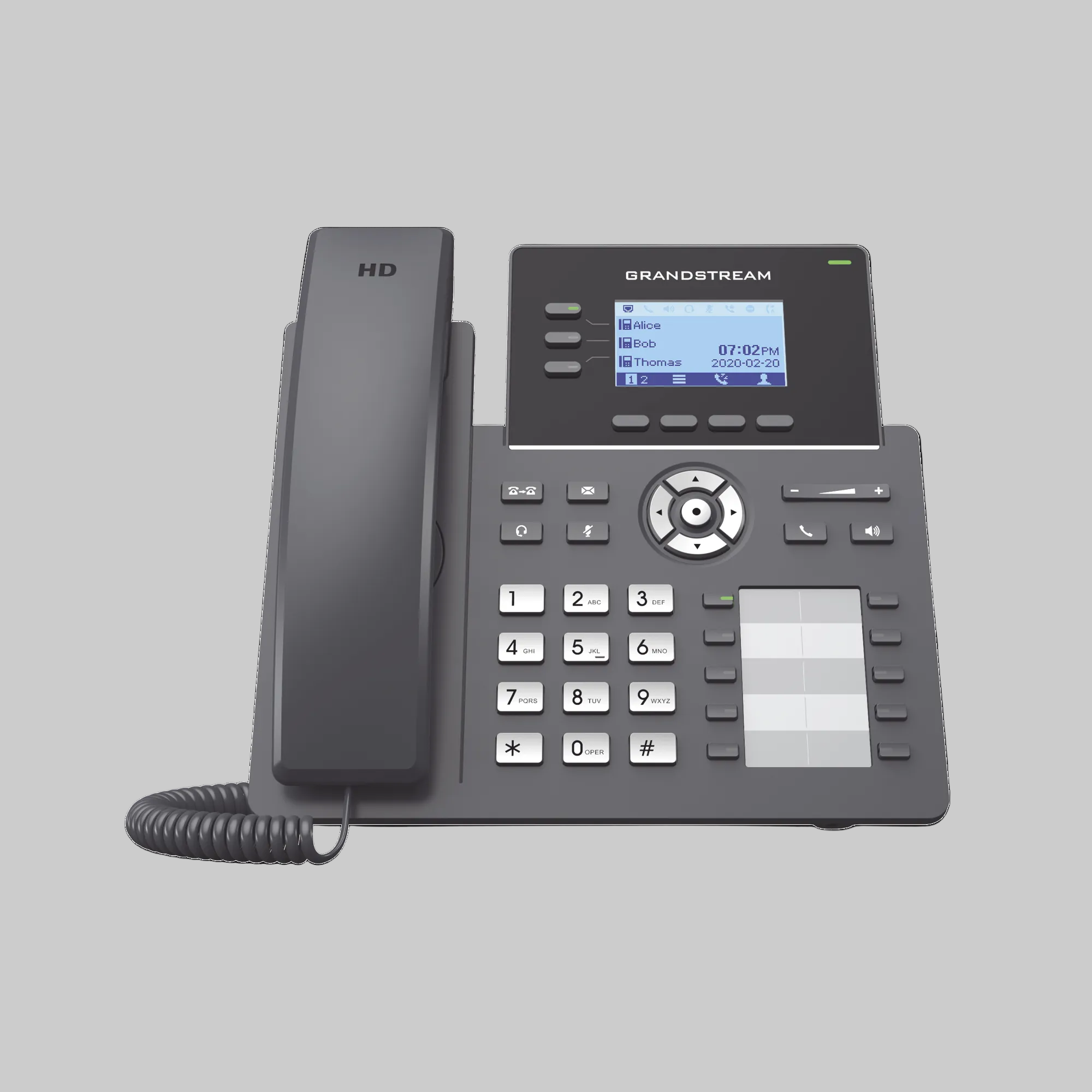 Teléfono IP Grandstream GRP2604 color negro con pantalla LCD y 6 teclas programables para oficina