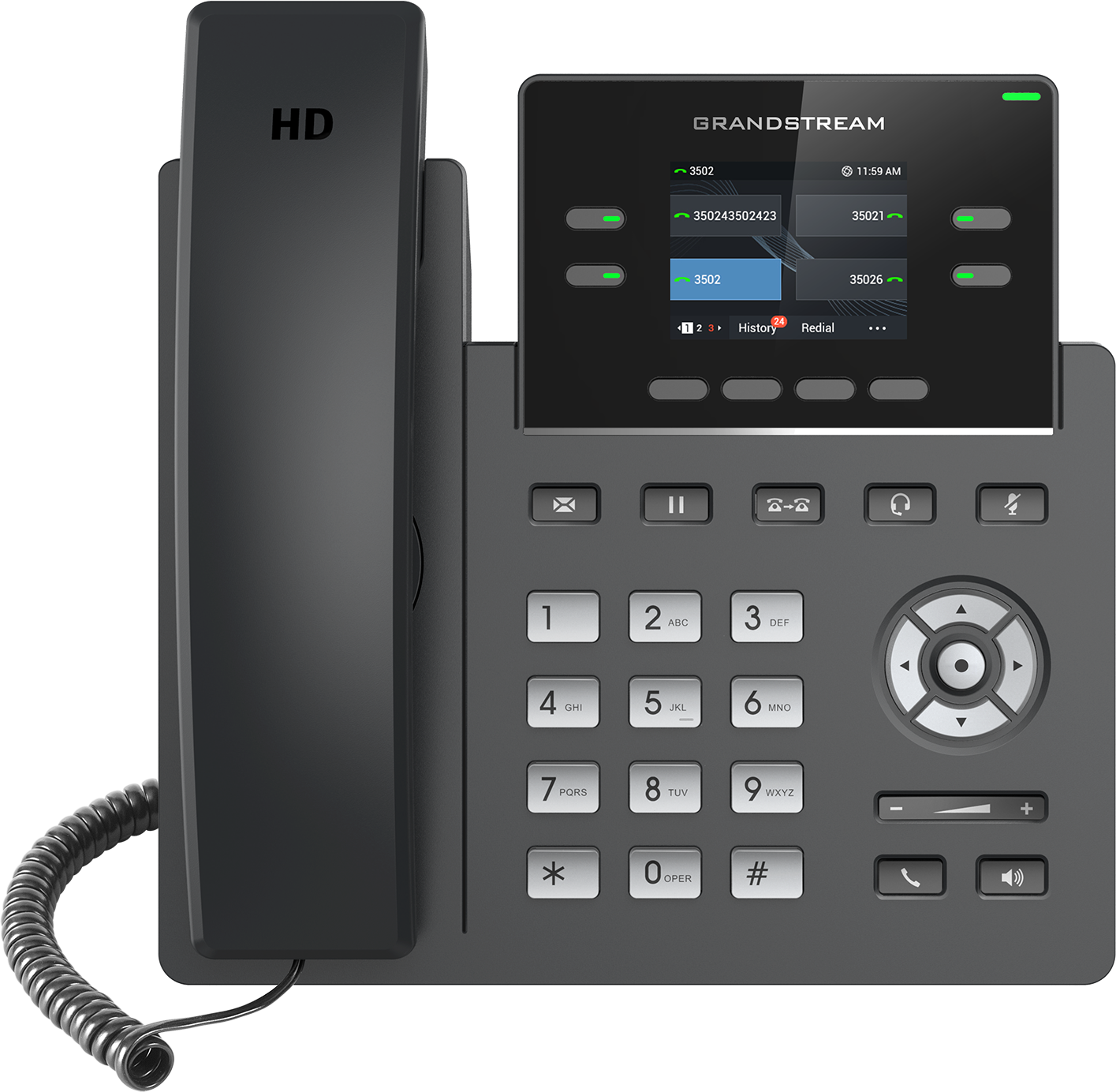 Teléfono IP HD Grandstream GRP2612P, Carrier-Grade, 2 Cuentas SIP, PoE, NO incluye adaptador de corriente