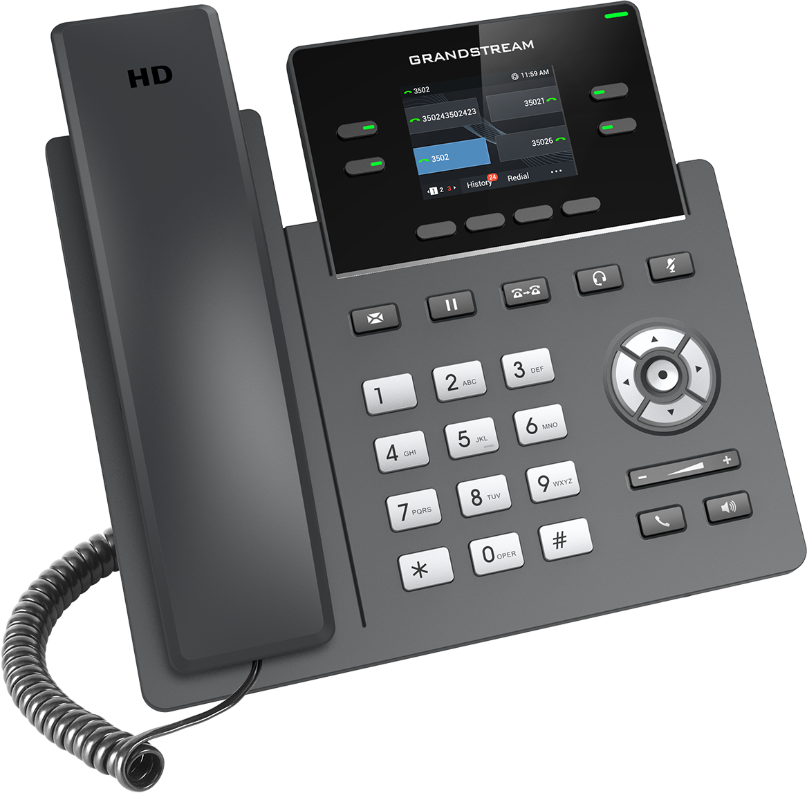 Teléfono IP HD Grandstream GRP2612P, Carrier-Grade, 2 Cuentas SIP, PoE, NO incluye adaptador de corriente