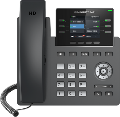 Teléfono IP HD Grandstream GRP2613, Carrier-Grade, 3 cuentas SIP, PoE, Incluye adaptado