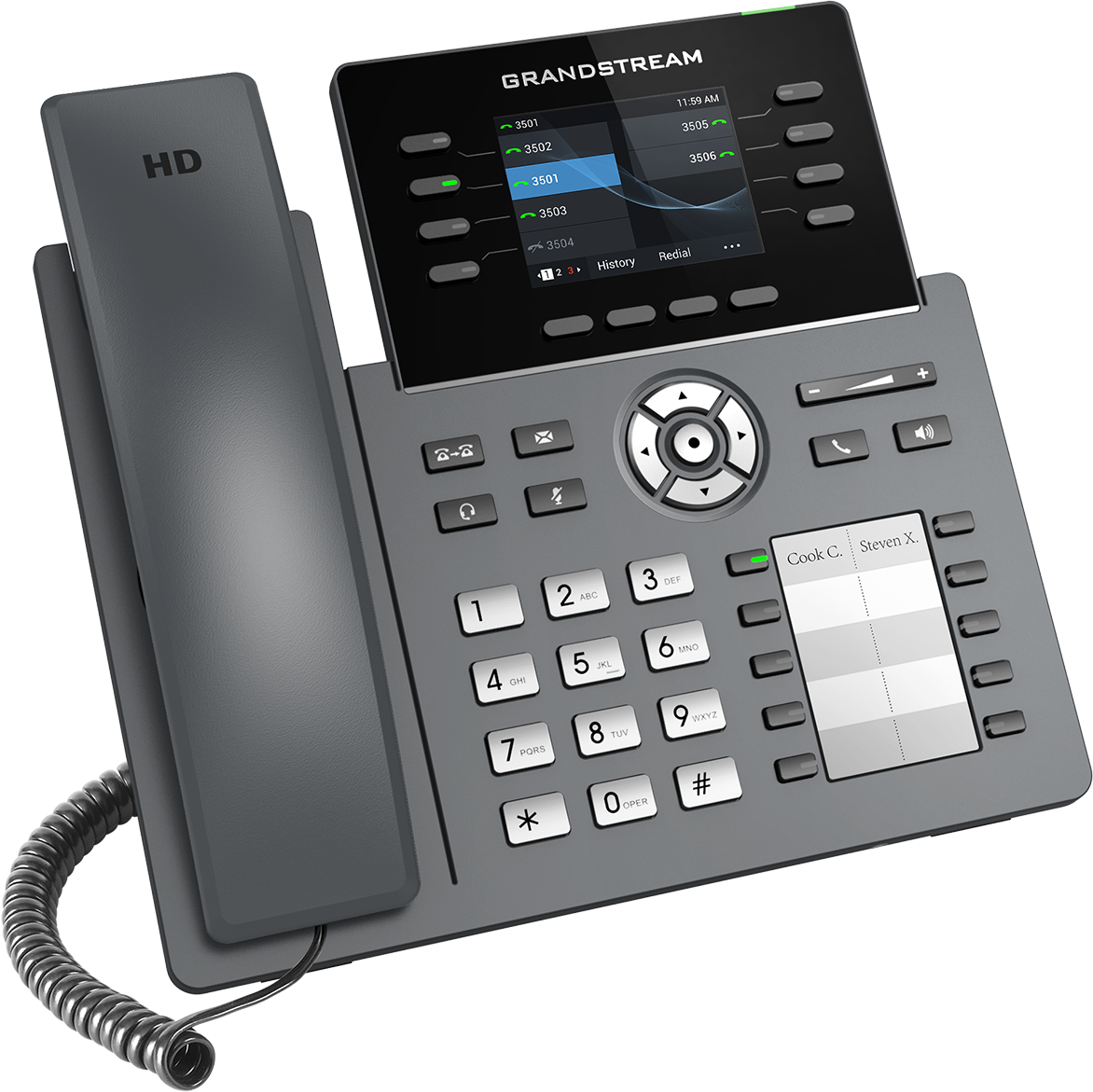 Teléfono IP HD Grandstream GRP2634, Carrier-Grade, 4 cuentas SIP, 8 líneas, Bluetooth y Wi-Fi