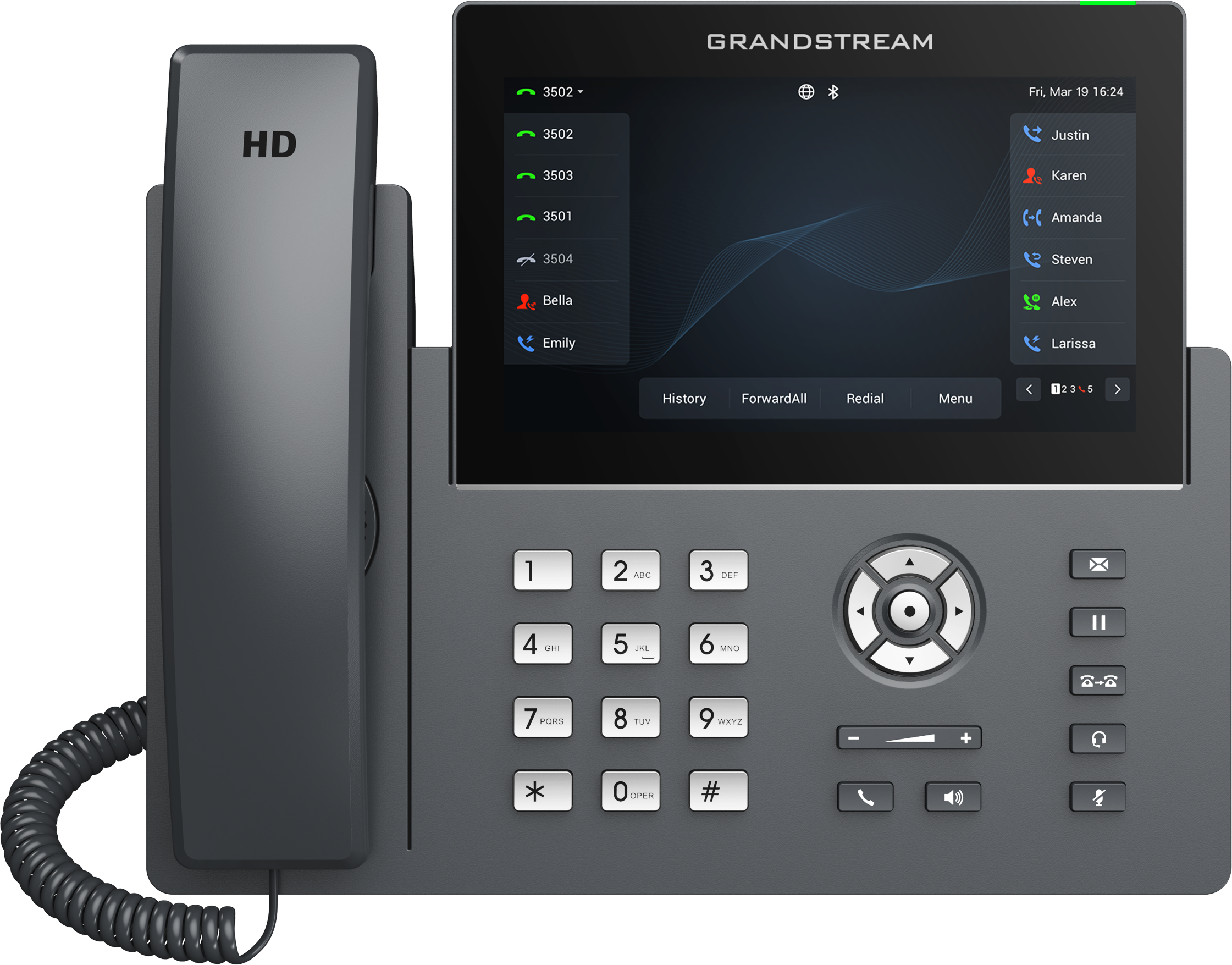 Teléfono IP HD Grandstream GRP2670, Carrier-Grade, 6 cuentas SIP, 12 líneas, Wi-Fi, Bluetooth y PoE.