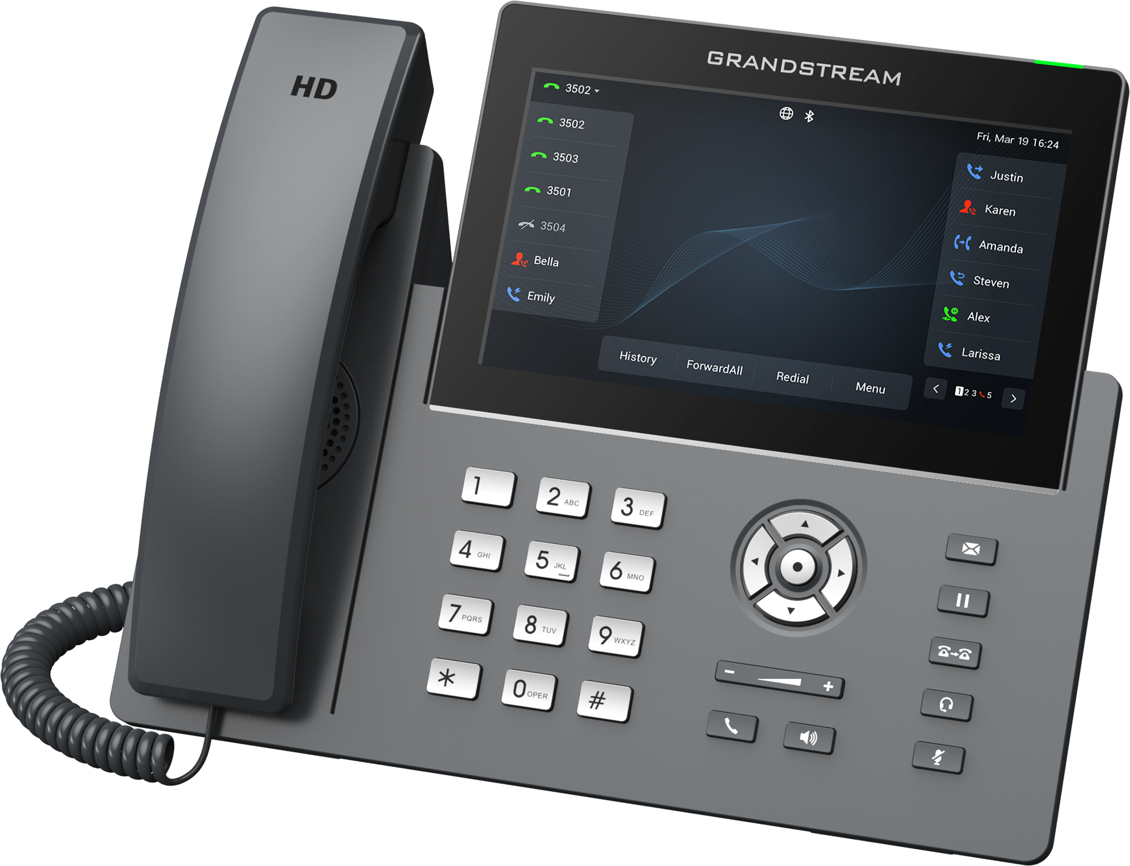 Teléfono IP HD Grandstream GRP2670, Carrier-Grade, 6 cuentas SIP, 12 líneas, Wi-Fi, Bluetooth y PoE.