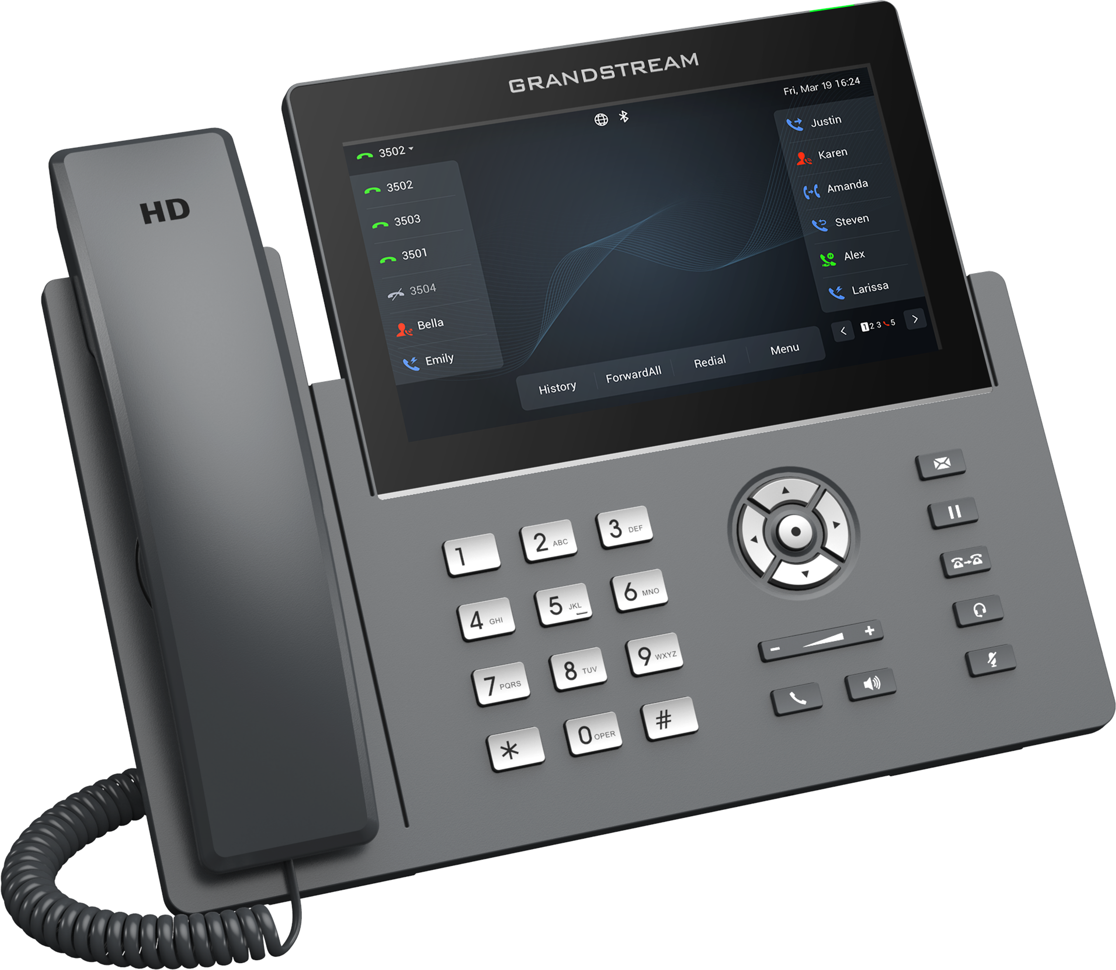 Teléfono IP HD Grandstream GRP2670, Carrier-Grade, 6 cuentas SIP, 12 líneas, Wi-Fi, Bluetooth y PoE.