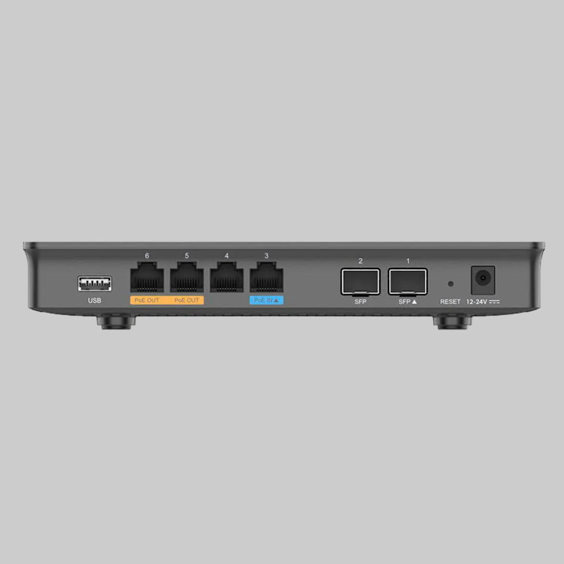 Router GWN7002 Grandstream panel frontal 2 SFP 4 puertos Gigabit configurables