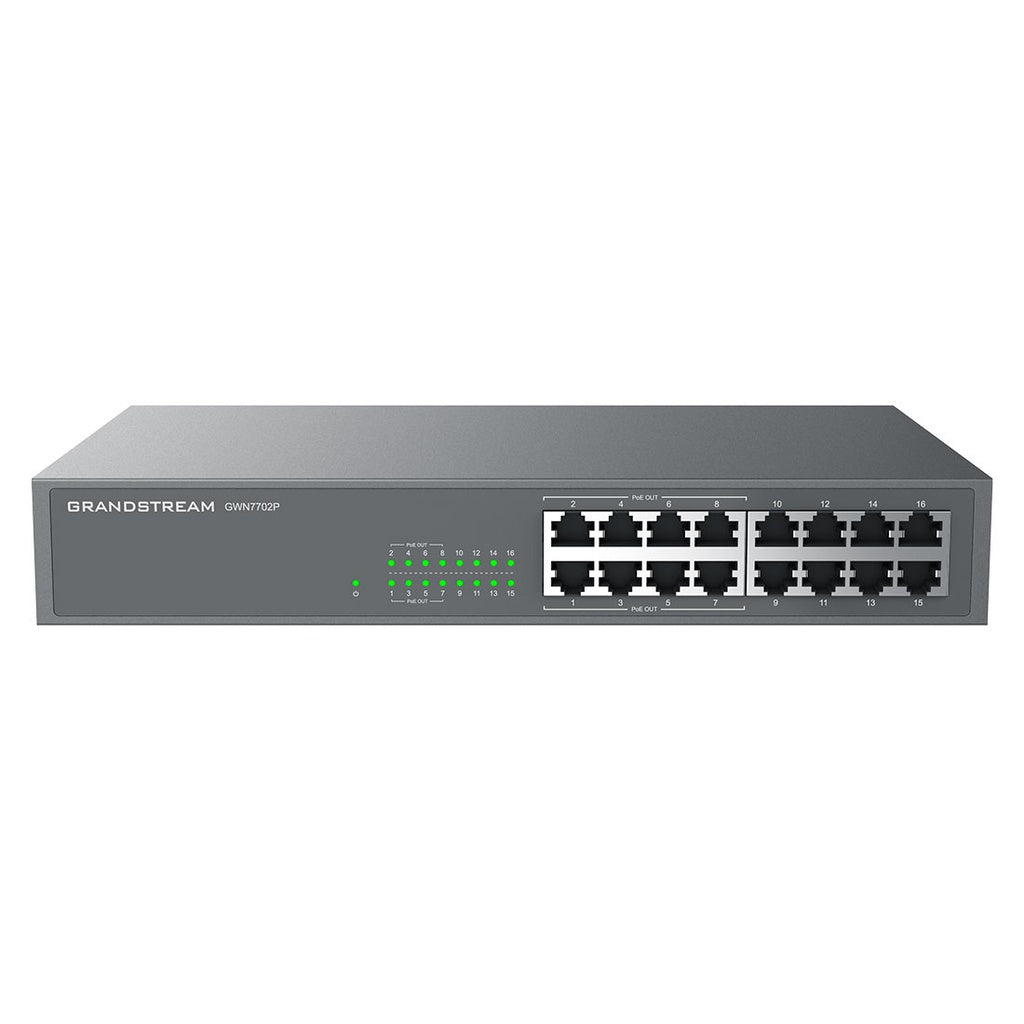 Switch PoE No Administrable Grandstream GWN7702P, 16 x GigaEth, 8 Puertos con PoE 802.3 af/at, 138w