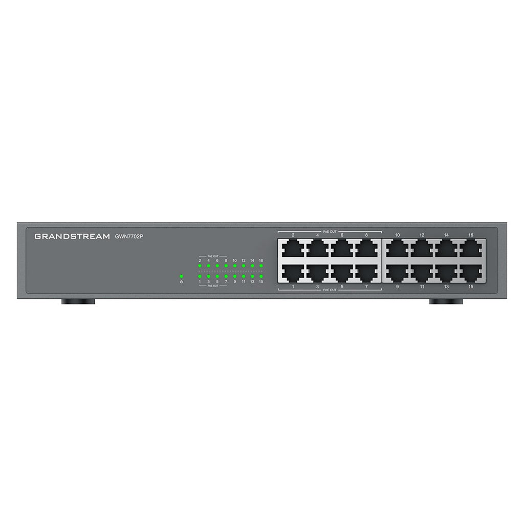 Switch PoE No Administrable Grandstream GWN7702P, 16 x GigaEth, 8 Puertos con PoE 802.3 af/at, 138w