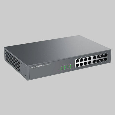 Switch no administrable Grandstream GWN7702 de 16 puertos Gigabit Ethernet, vista lateral