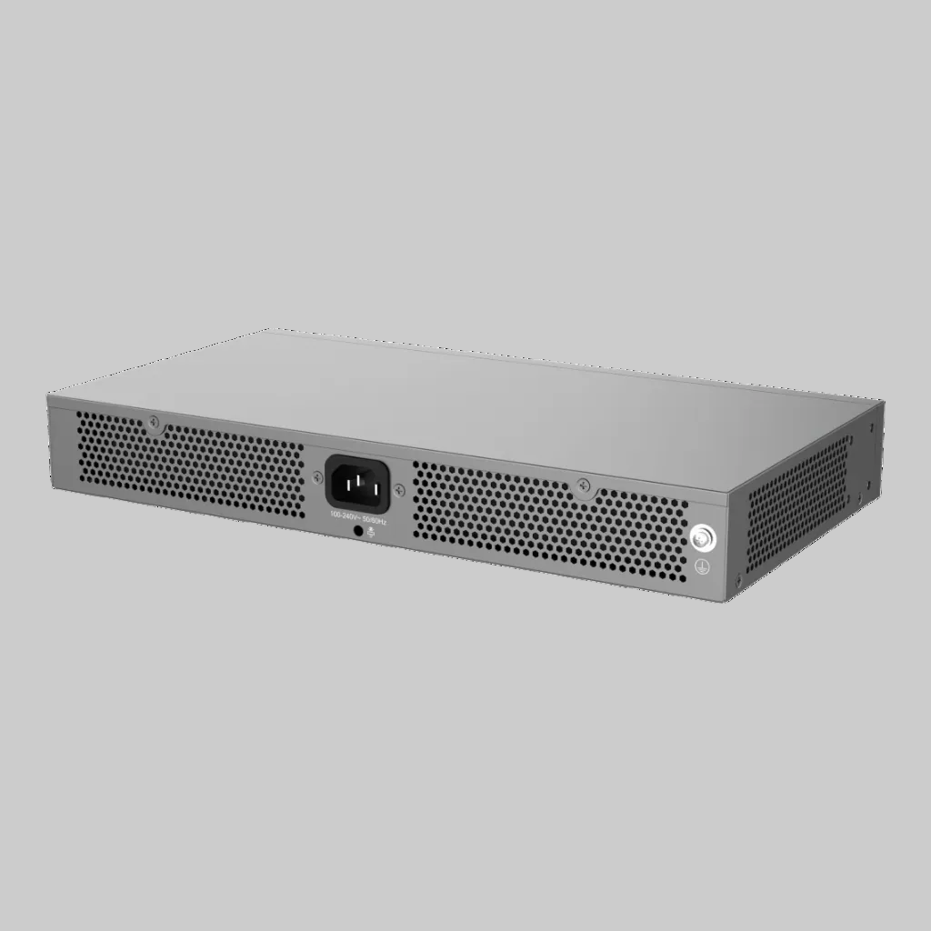 Chasis metálico del Grandstream GWN7801P Pro con ventilación lateral, entrada AC y diseño para rack