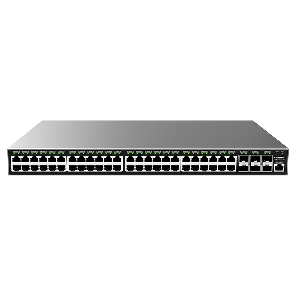Switch Administrable Grandstream GWN7806, Capa 2, 48 puertos GigaEth y 6 puertos Giga SFP+.