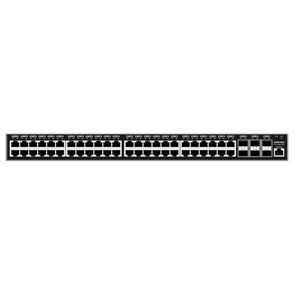 Switch Administrable Grandstream GWN7806, Capa 2, 48 puertos GigaEth y 6 puertos Giga SFP+.