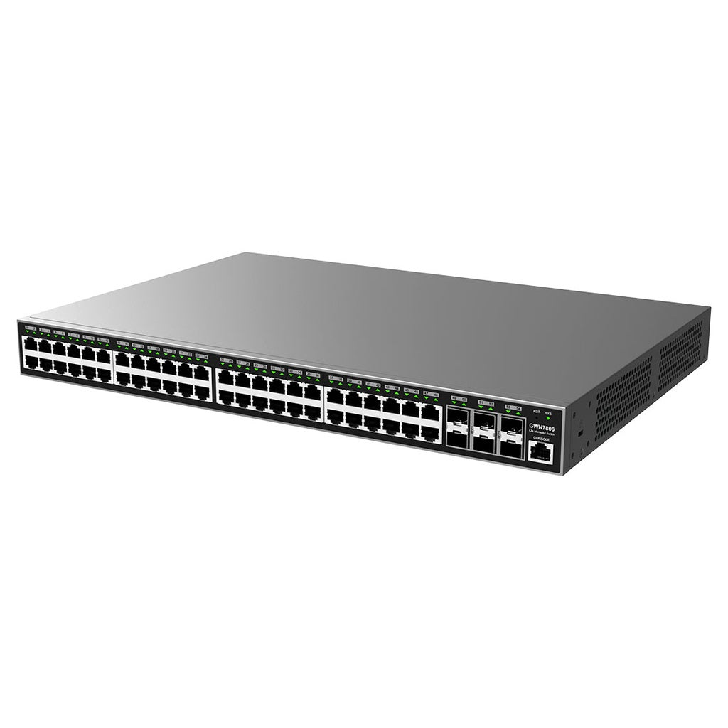Switch Administrable Grandstream GWN7806, Capa 2, 48 puertos GigaEth y 6 puertos Giga SFP+.