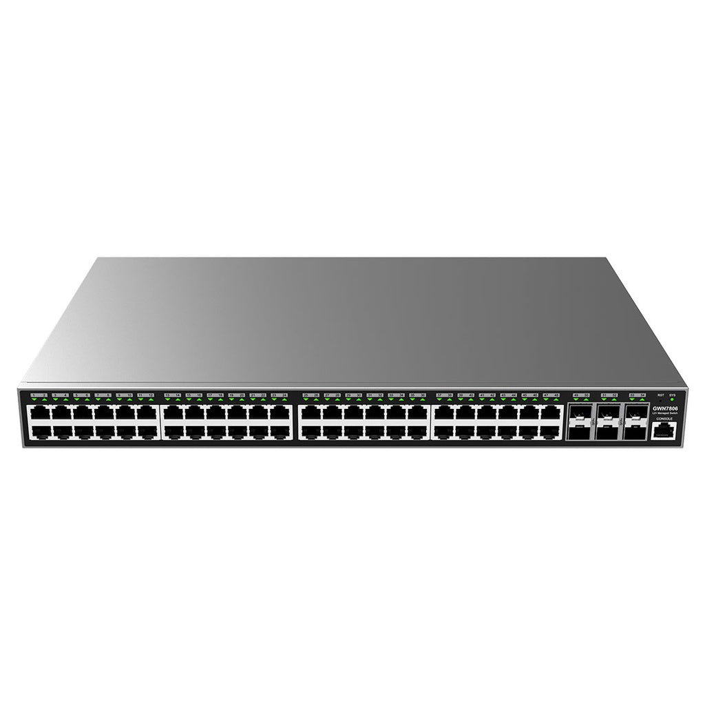 Switch Administrable Grandstream GWN7806, Capa 2, 48 puertos GigaEth y 6 puertos Giga SFP+.