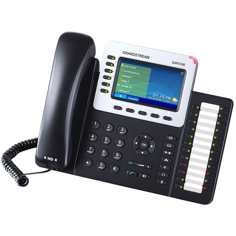 Teléfono IP HD Grandstream GXP2160, 6 Líneas SIP, PoE, Teclado Integrado, Bluetooth