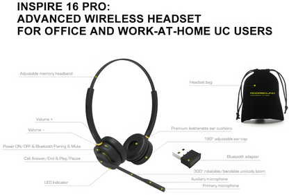 Diadema Profesional Inalámbrica Addasound INSPIRE 16PRO Binaural, Cancelación ruido, USB