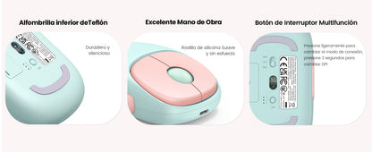 Mouse recargable Ugreen MU102 rosa compatible con Windows Mac Android iPad