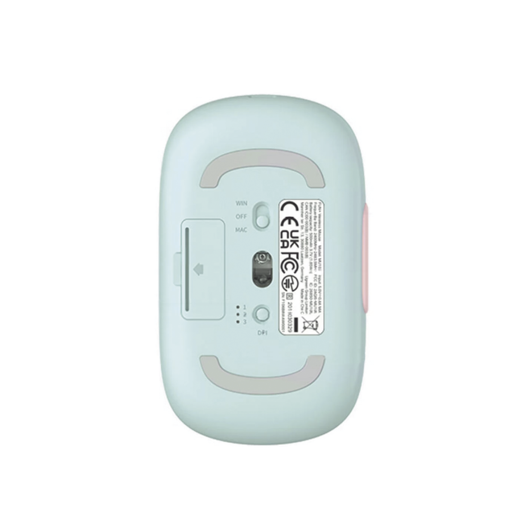 Mouse inalámbrico Ugreen MU102 rosa lateral derecho con puerto USB-C de carga