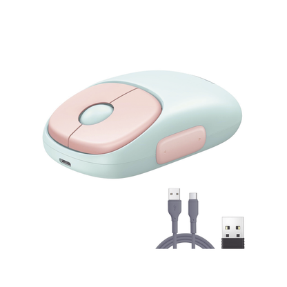 Mouse recargable Ugreen MU102 rosa lateral izquierdo con agarre ergonómico