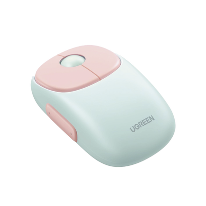 Mouse inalámbrico Ugreen MU102 rosa vista superior con diseño ergonómico