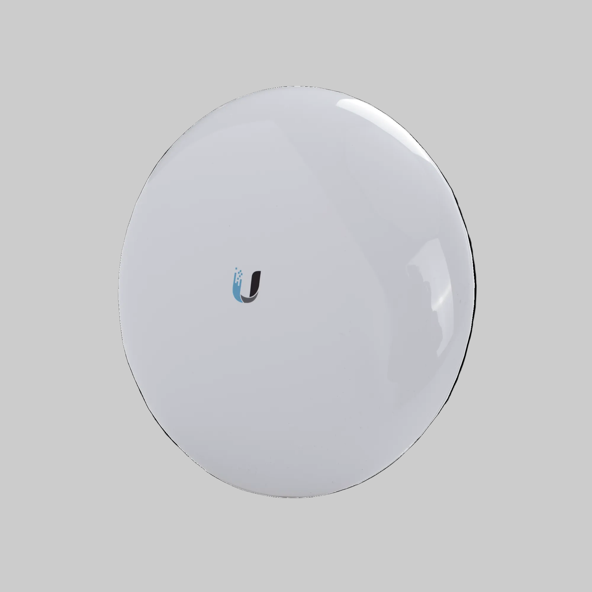 NanoBeam AC Gen2 detalle acabado blanco brillante con logo Ubiquiti equipo airMAX para exteriores