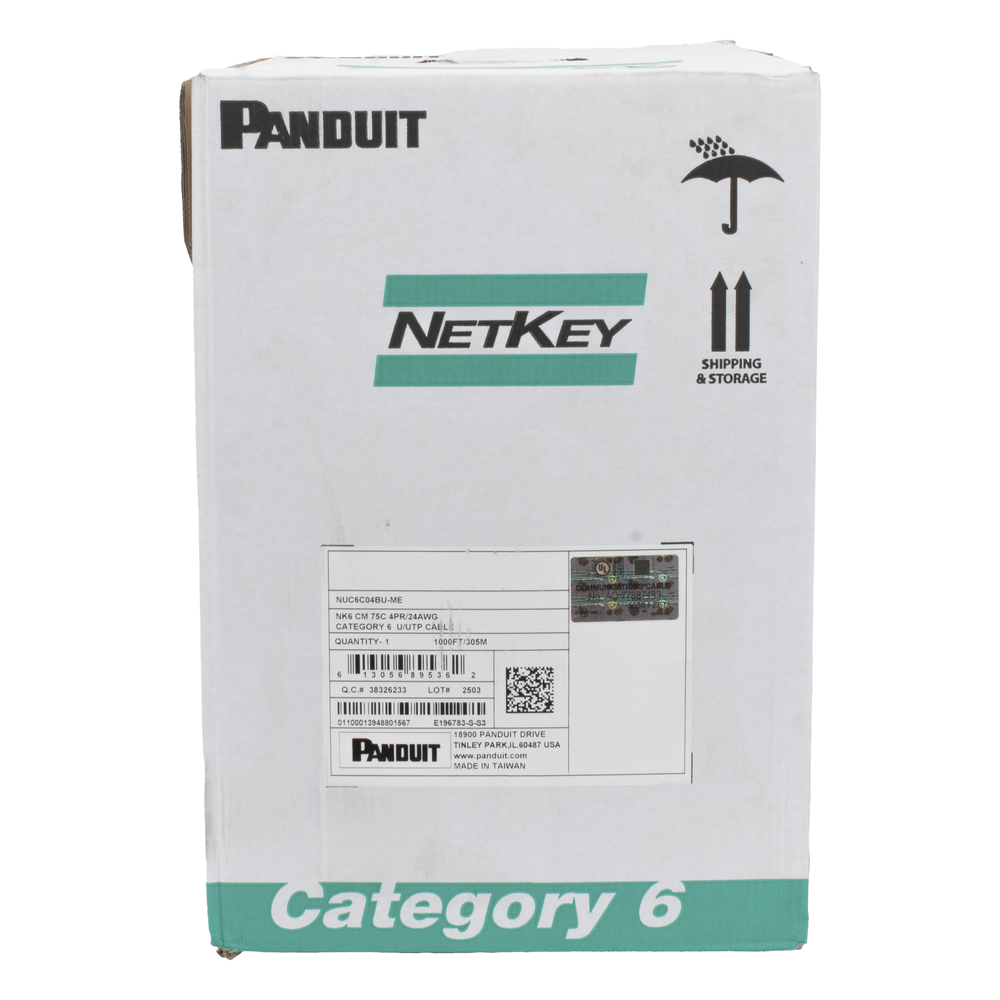 Bobina de Cable UTP 305 m. de Cobre, NetKey, Reelex, Azul, Categoría 6 (24 AWG), 1000Mbps, PVC (CM), de 4 pares