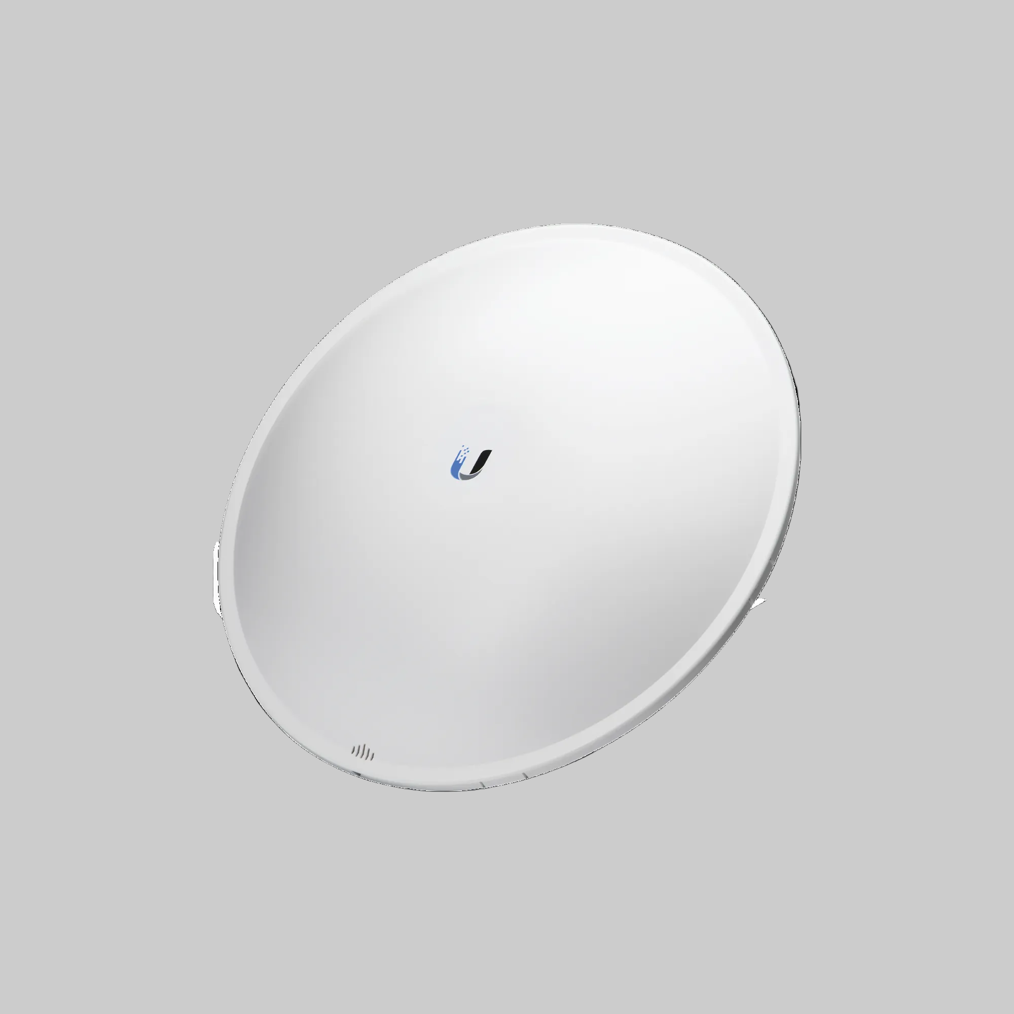 ubiquiti pbe-5ac-500 vista frontal con radomo integrado y plato blanco de 27 dbi para enlace punto a punto 5ghz