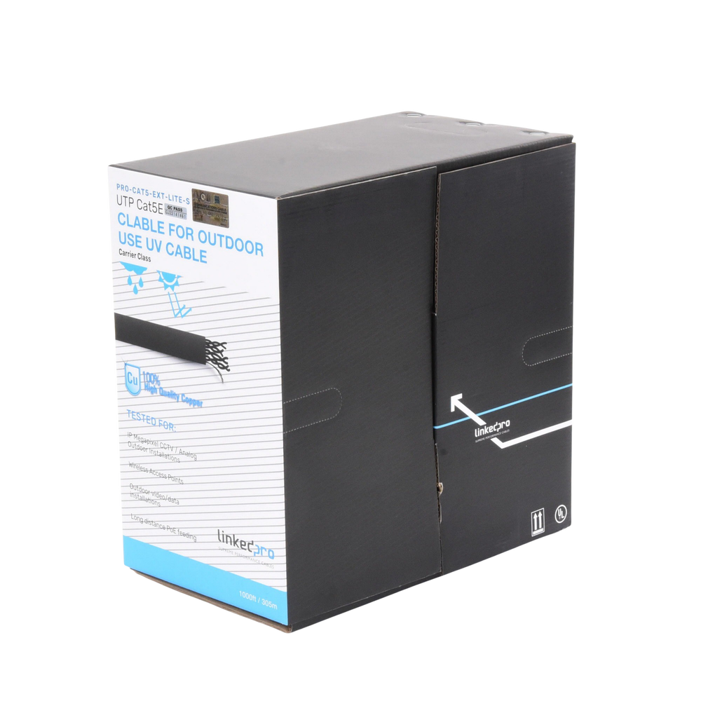 Bobina LinkedPro PRO-CAT5-EXT-LITE-S, Cat5e 305m, 24AWG, Negro, Sin blindar