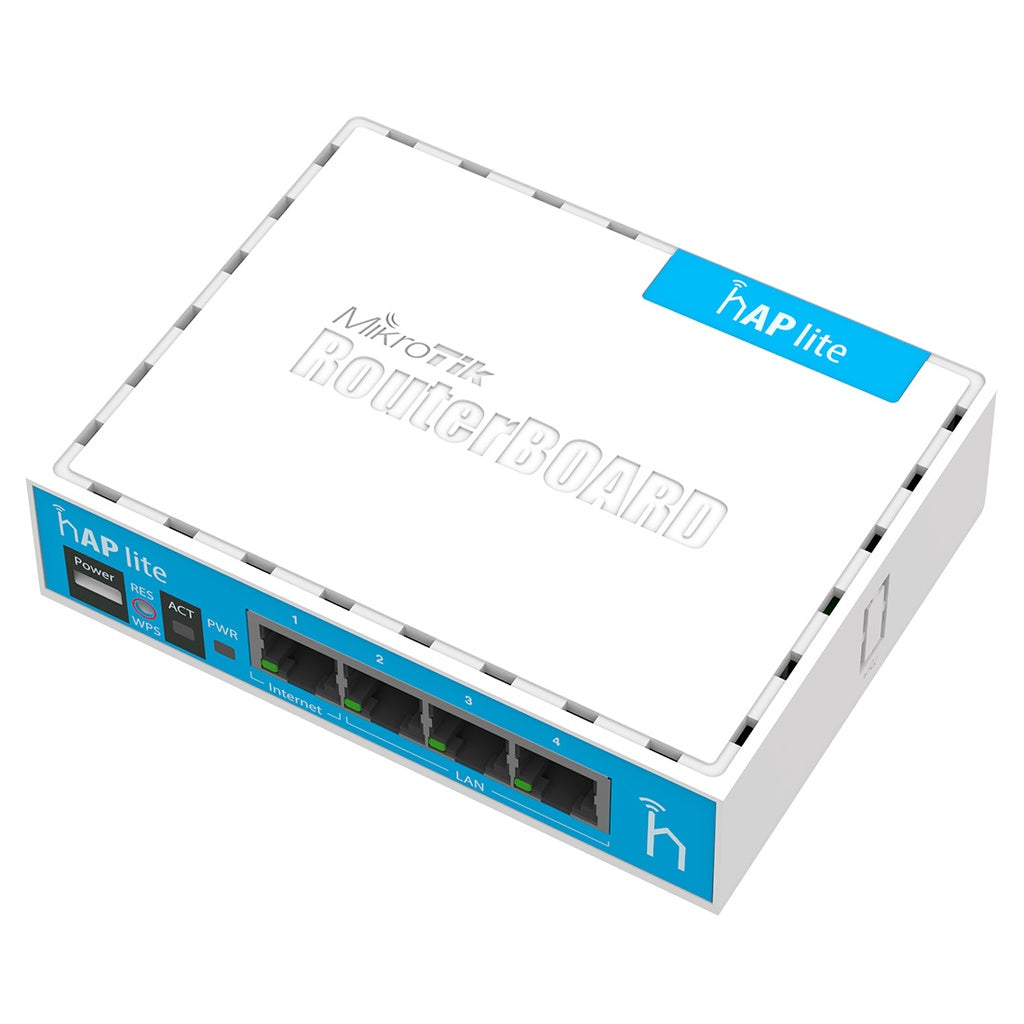 Router Mikrotik RB941-2nD, RouterBoard hAP Lite Azul Y Blanco, 32MB RAM 4 Eth Wi-Fi 150mts