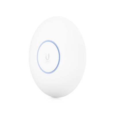 Access point Ubiquiti UniFi U6 PRO WiFi 6 con aro LED azul diseño redondo para techo interior empresarial