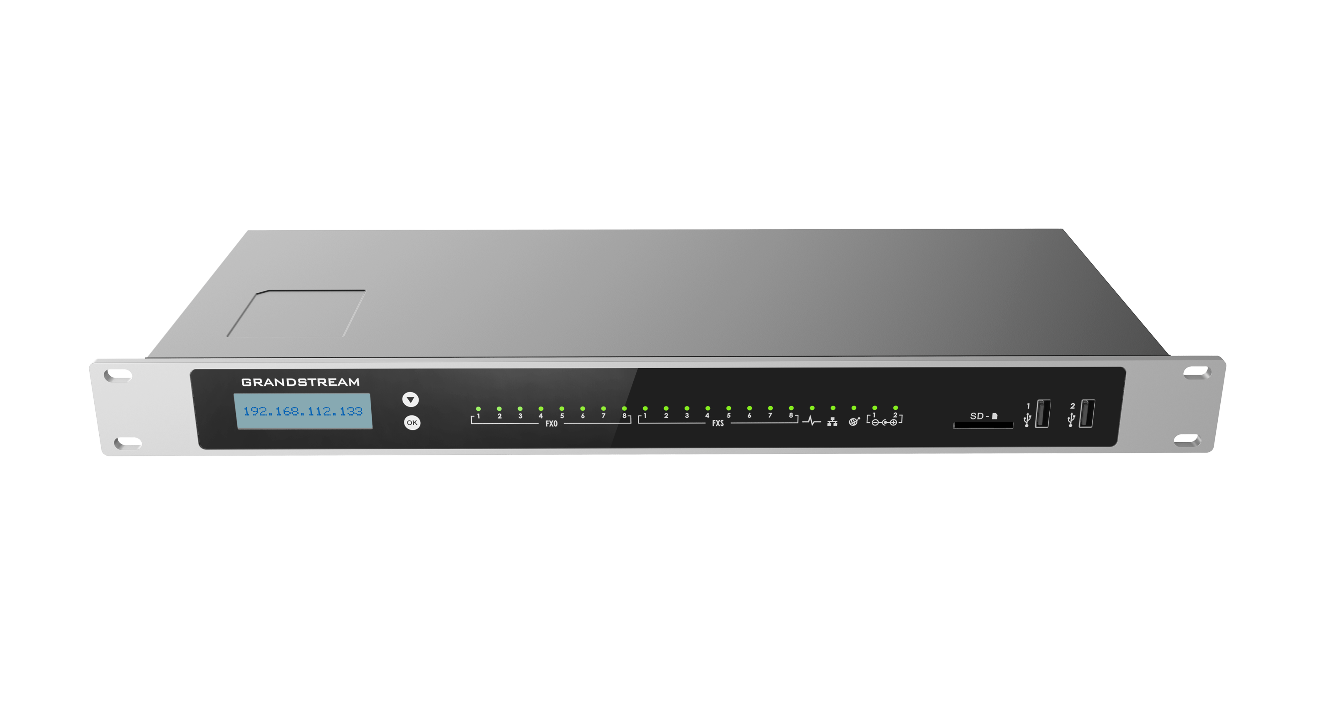 Conmutador IP Grandstream UCM6308A, 8 líneas, 1500 usuarios, 200 llamadas simultáneas, Audio Series