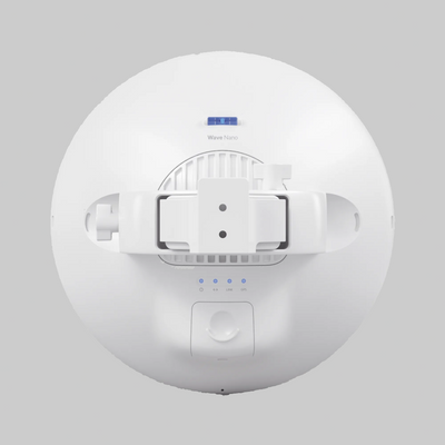 ubiquiti wave nano vista trasera en ángulo con disipador y soporte posterior para montaje exterior