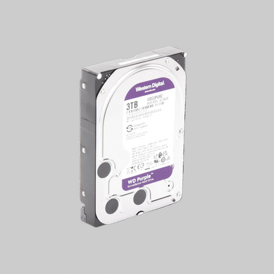 Disco duro WD Purple 3TB diseño lateral compacto para videovigilancia continua 24/7 formato 3.5 pulgadas