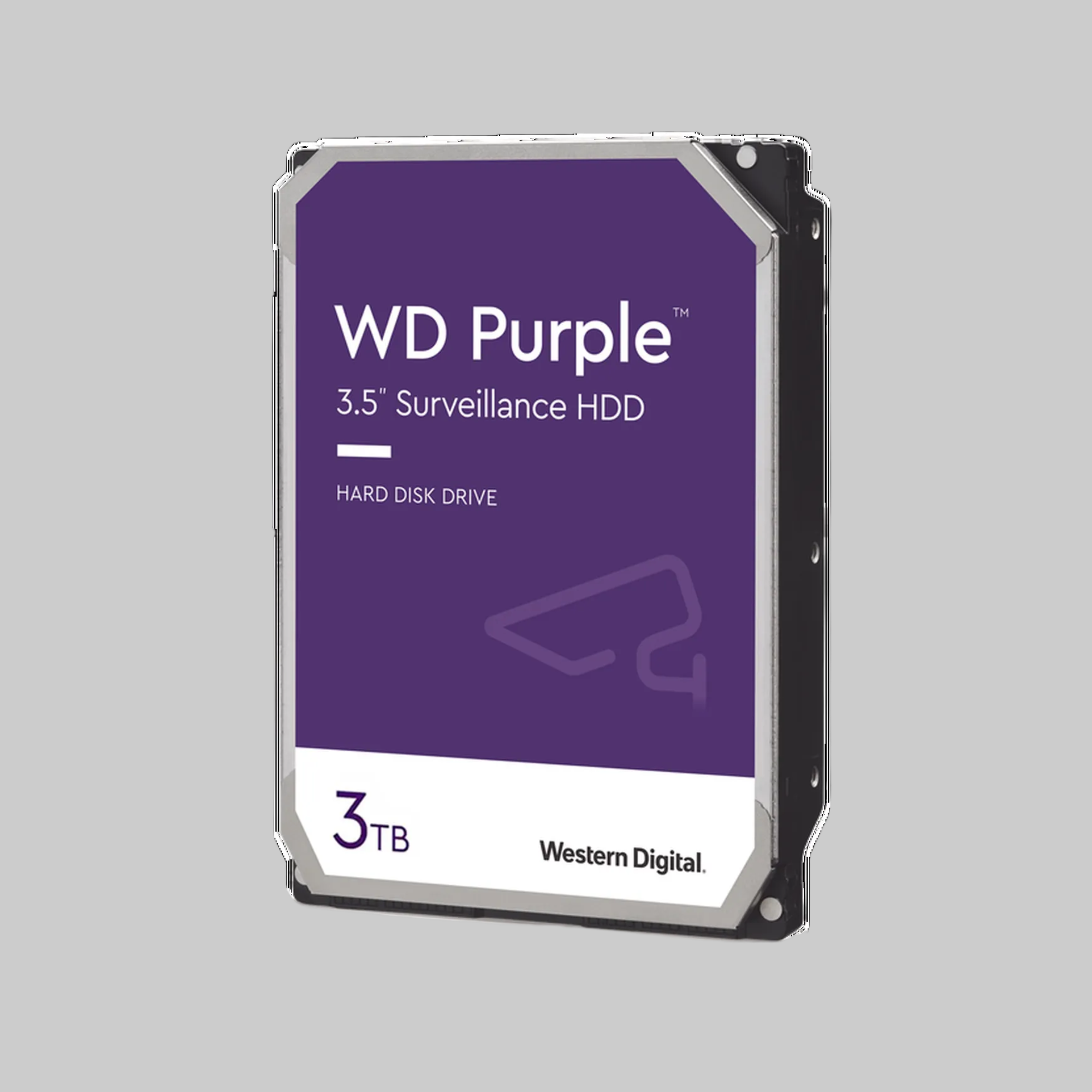 Disco duro WD Purple 3TB 3.5 pulgadas para cámaras de seguridad CCTV WD33PURZ vista frontal