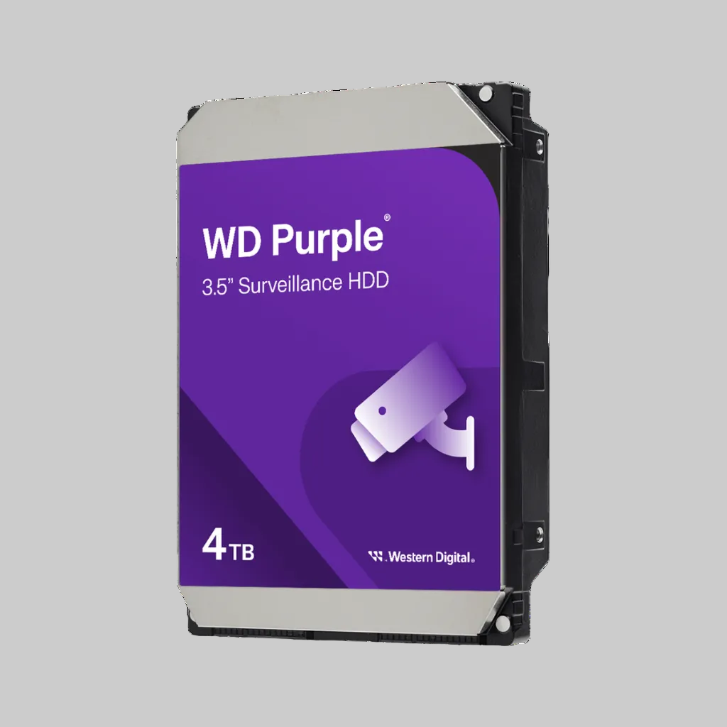 Disco duro WD Purple 4TB 3.5 pulgadas para cámaras de seguridad CCTV WD43PURZ vista frontal