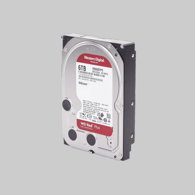 Disco duro WD Red 6TB NAS 3.5 pulgadas Western Digital WD60EFPX vista frontal para almacenamiento en red 24/7