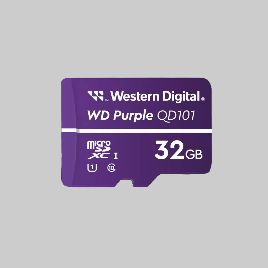 Tarjeta micro SD WD Purple 32GB Western Digital clase 10 para cámaras de seguridad y videovigilancia continua