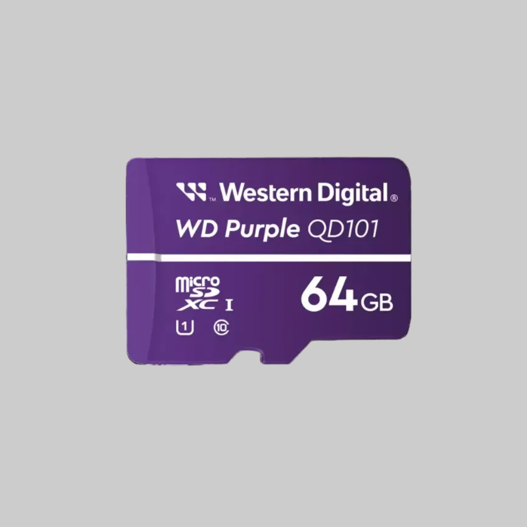 Tarjeta micro SD WD Purple 64GB Western Digital clase 10 para cámaras de seguridad y videovigilancia continua