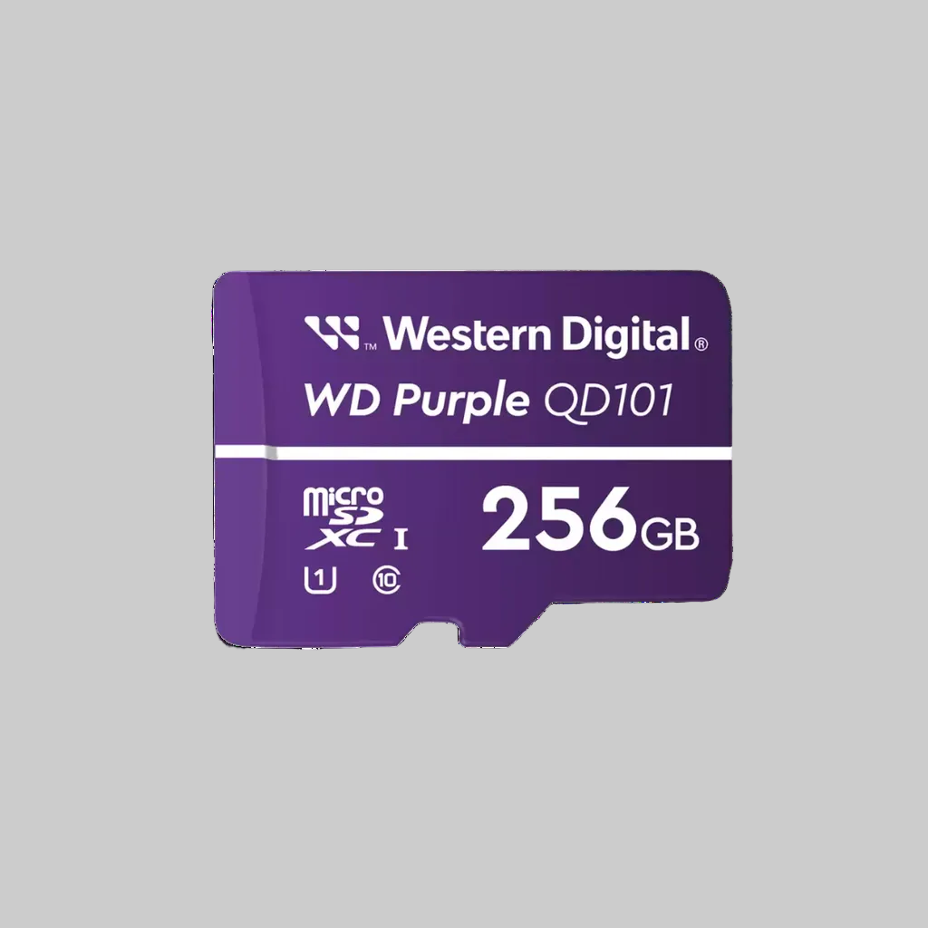 Tarjeta micro SD WD Purple 256GB Western Digital clase 10 para cámaras de seguridad y videovigilancia continua