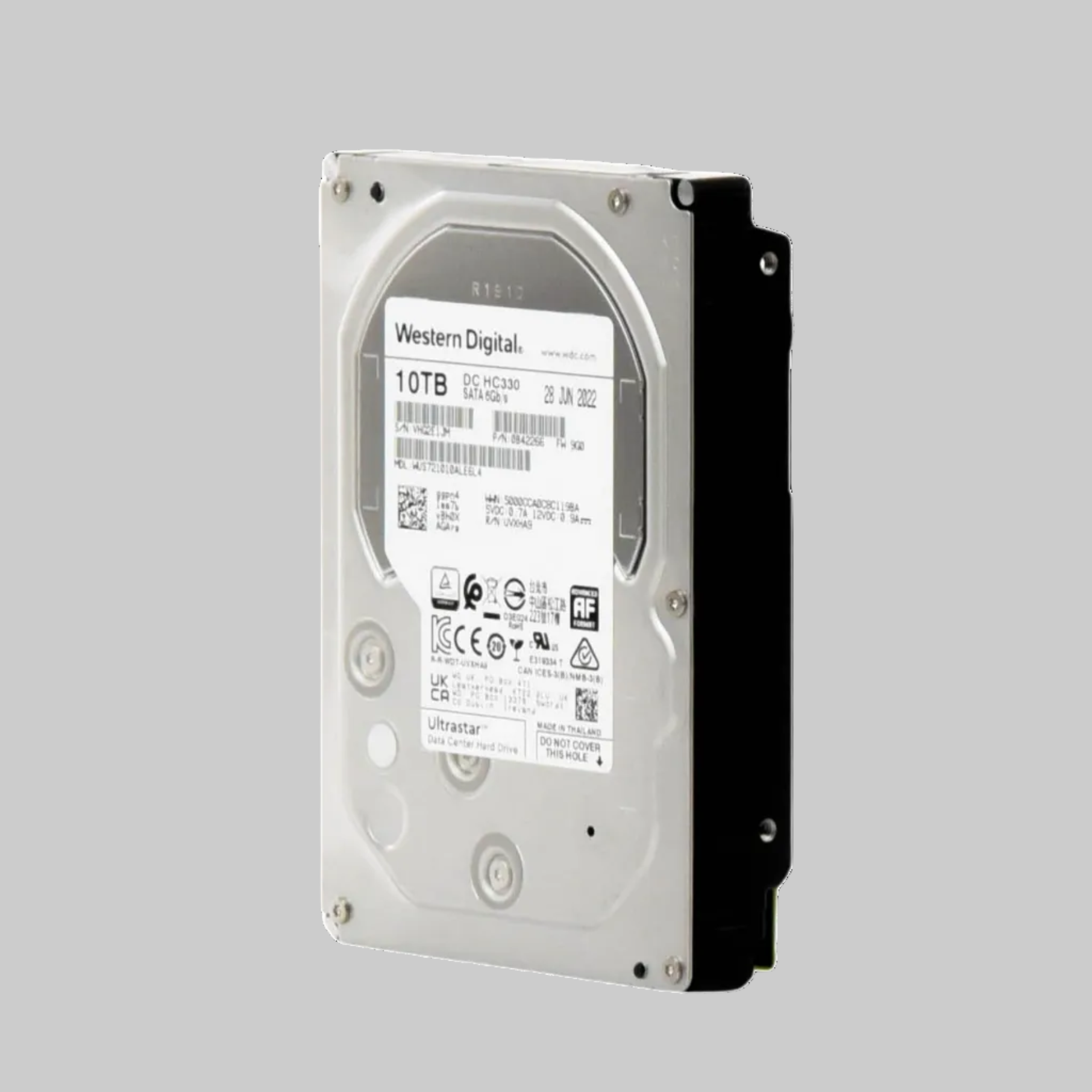 Disco duro enterprise 10TB Western Digital Ultrastar diseño lateral metálico formato 3.5 para almacenamiento masivo en servidores