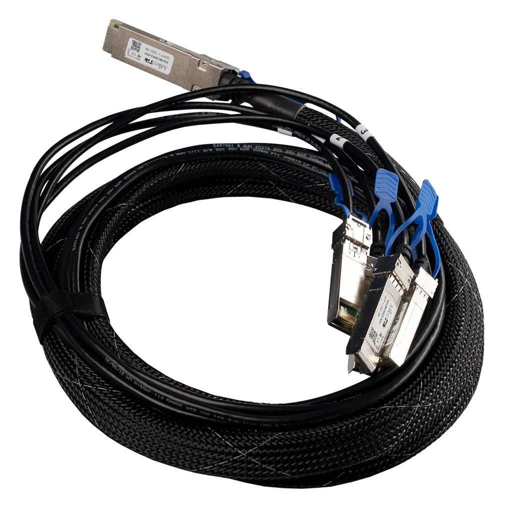 Cable De Conexión Mikrotik XQ+BC0003-XS+, QSFP28 a 4x SFP28. Conecta varios dispositivos de 25 Gigabit a CCR2216/CRS504