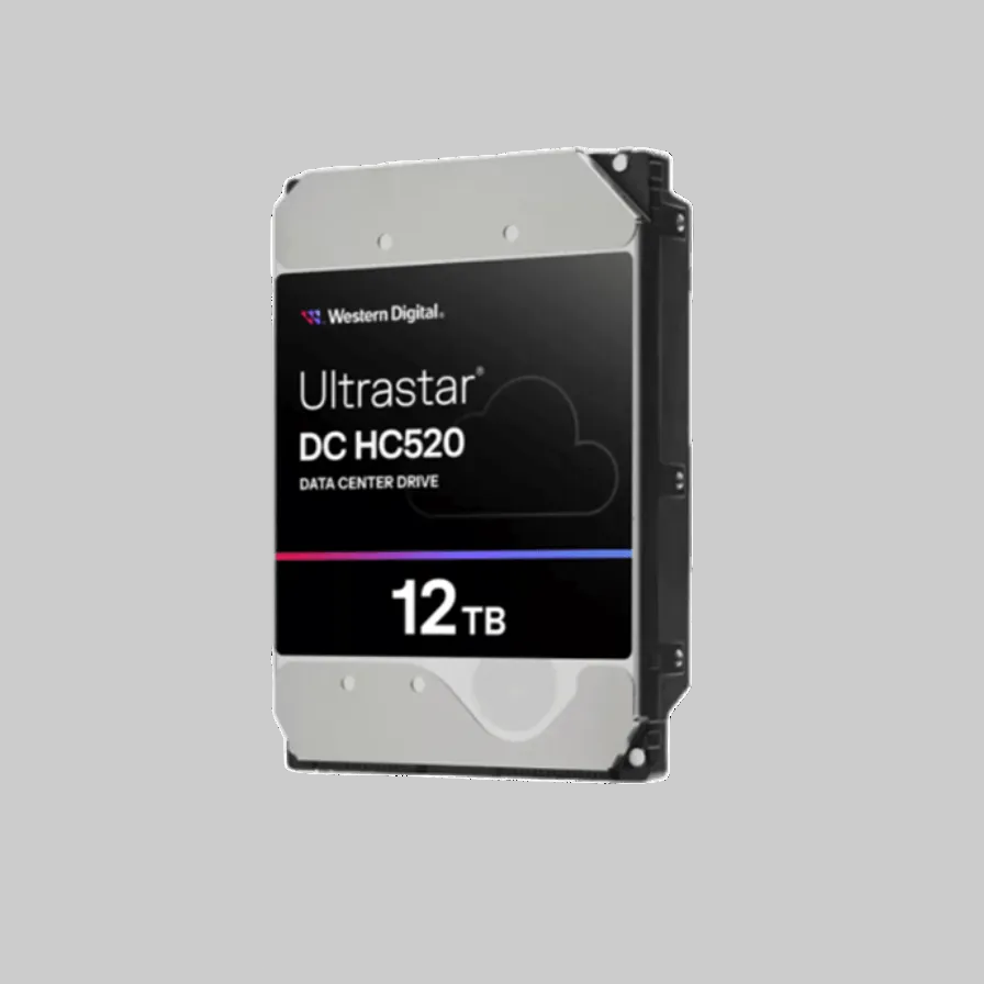 Disco duro enterprise 12TB Western Digital Ultrastar diseño lateral metálico formato 3.5 para almacenamiento masivo en servidores