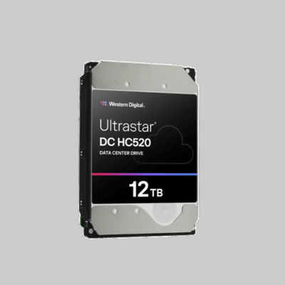 Disco duro WD Ultrastar 12TB vista trasera con especificaciones técnicas para uso continuo en entornos de data center