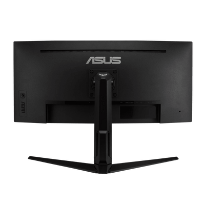 Monitor gaming ASUS 34 pulgadas curvo vista lateral izquierda diseño ergonómico
