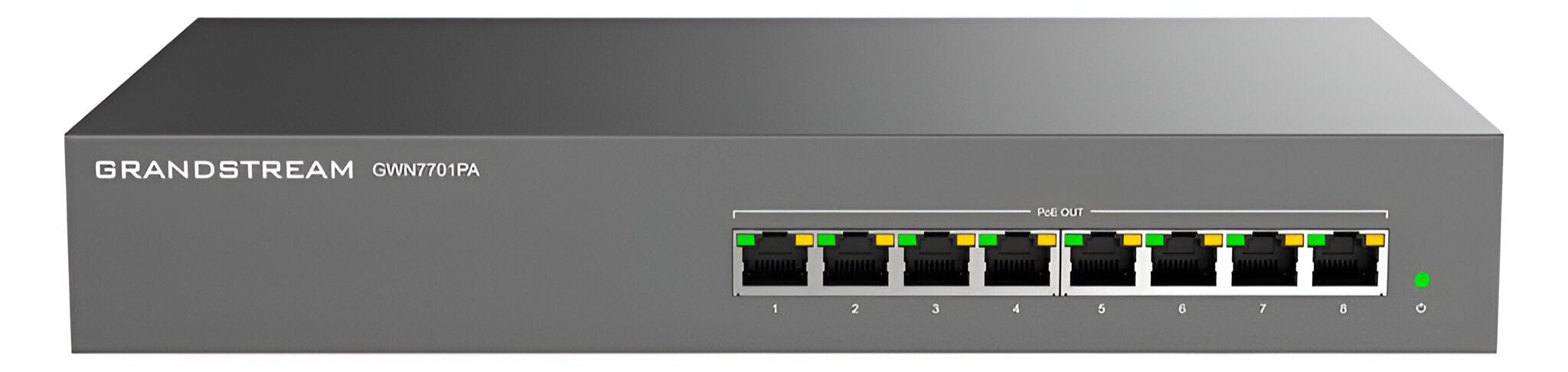 GWN7701PA, Switch PoE No Administrable, 8 x GigaEth, 8 Puertos con PoE 802.3 af/at, 145w
